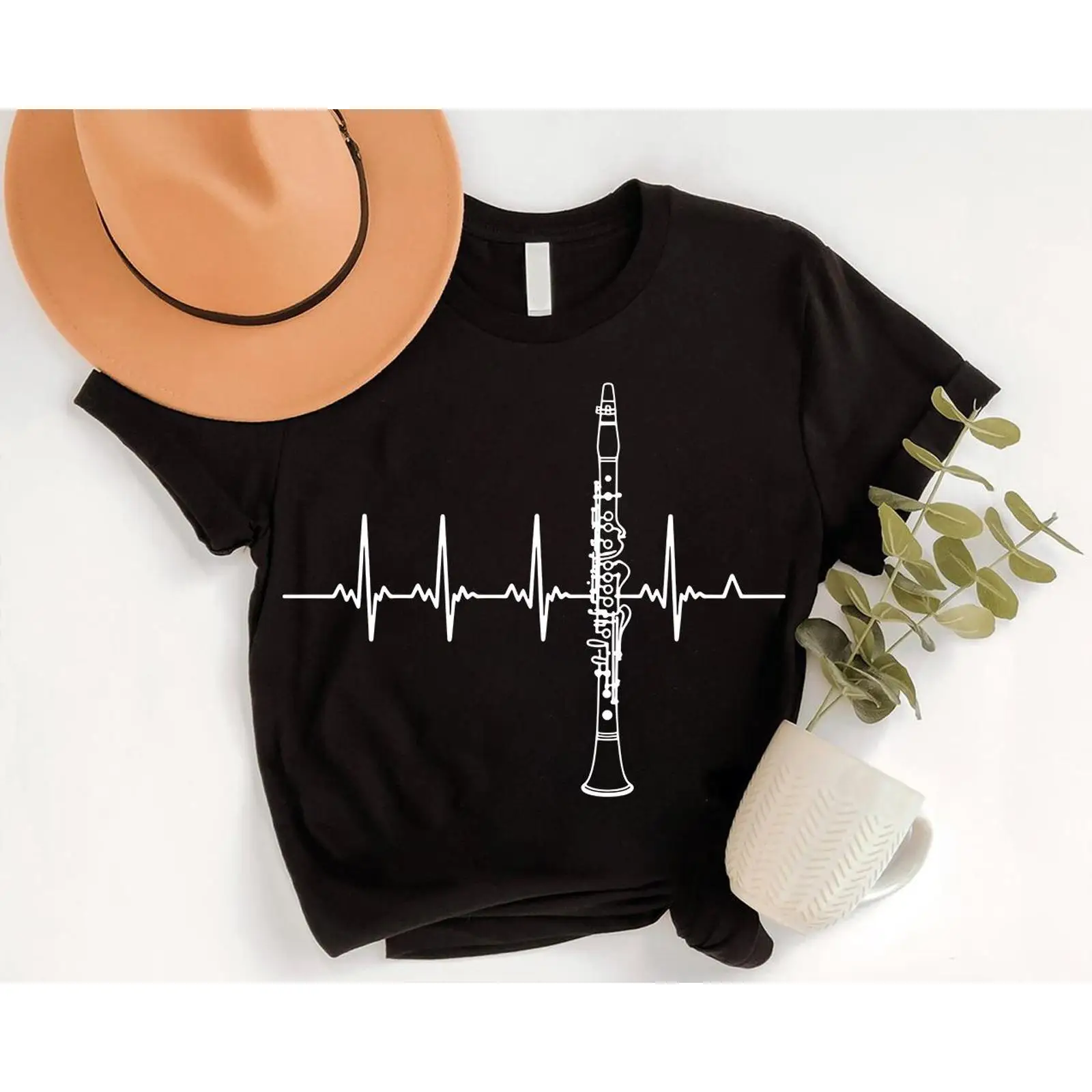 Musical Instrument In Orchestra - Klarinetten-Herzschlag-T-Shirt, Musikliebhaber, Band, Orchester, Top-Instrumentenspieler, Vintage,